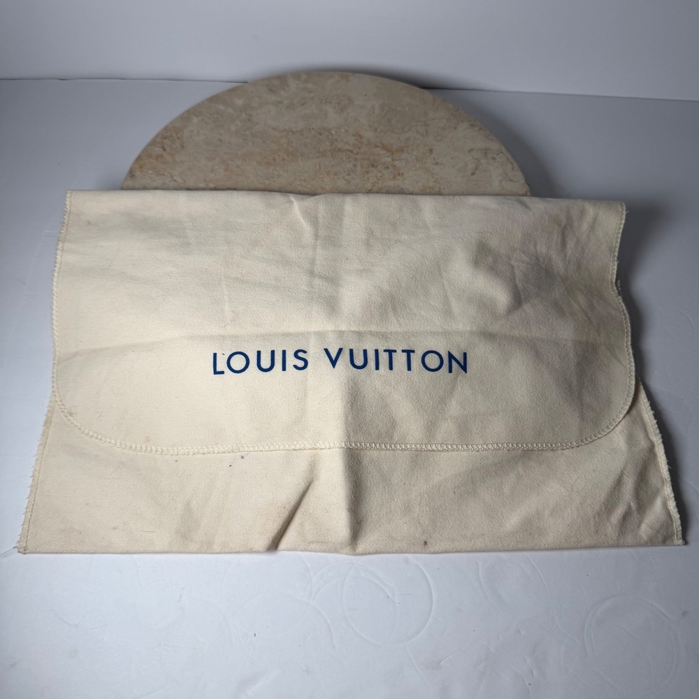 Louis Vuitton Dust Bag Large Cream Cotton Flap Closure Blue Logo 18.5x12